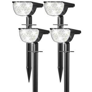 Solar Spot Lights Outdoor 76 LED Waterproof Landscape Pathway 4 Pack